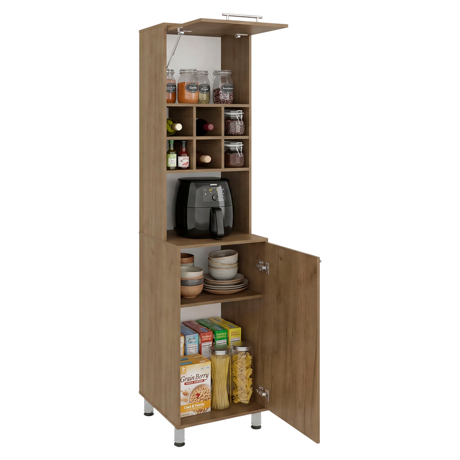 Attica 80" High, Double Door Kitchen Pantry Cabinet with Six Space Cubbies 4 Interior Shelves, Tall Storage Cabinets for Kitchen image 9