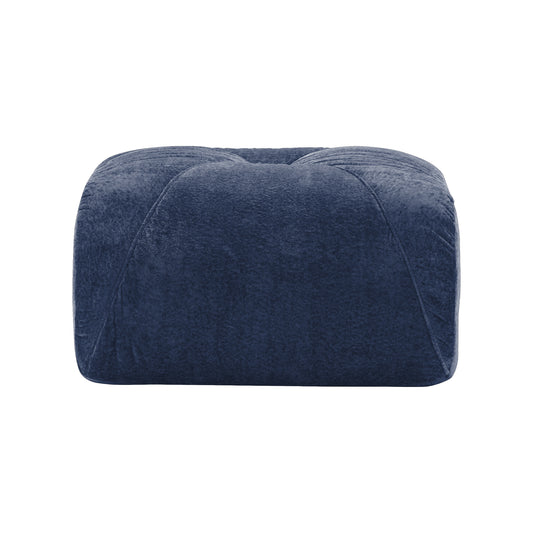 Blue velvet ottoman front view - Dekuch