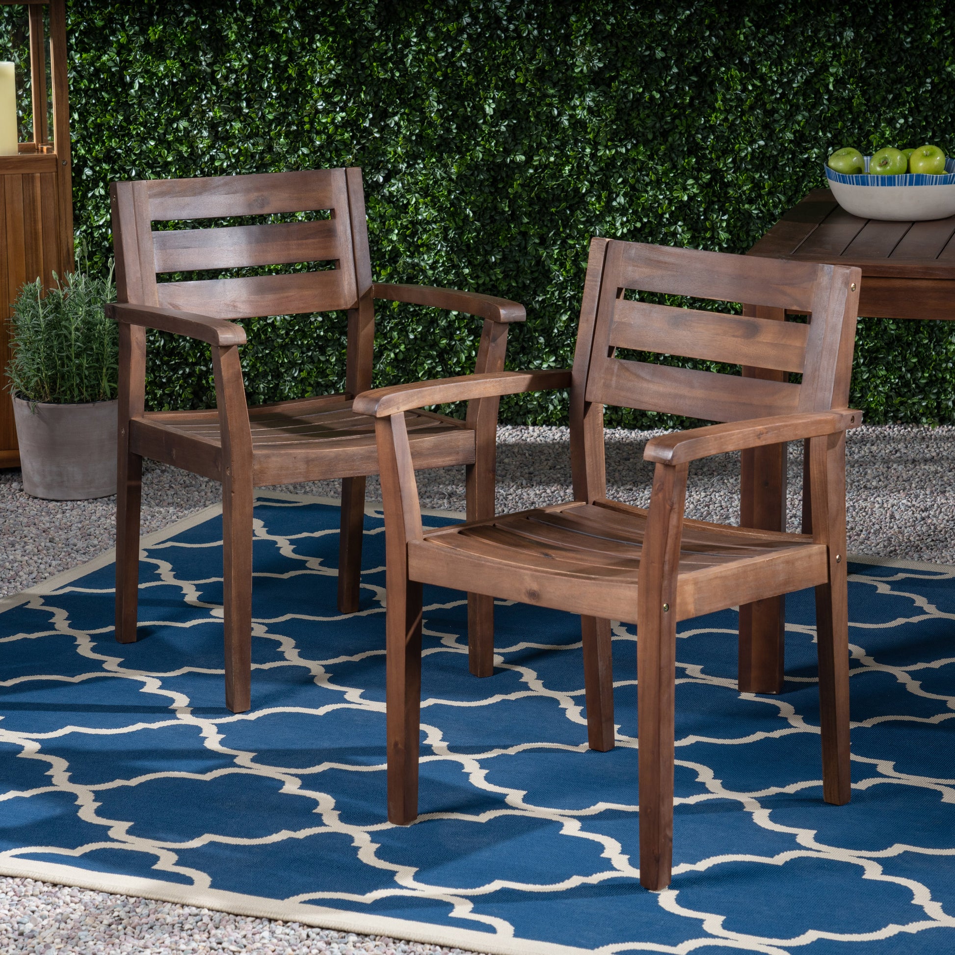 STAMFORD Dining Chairs Set of 2,Acacia Wood Patio Armchair,for Backyard, Poolside, Garden,Dark Brown image 1