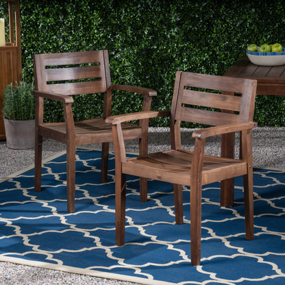 STAMFORD Dining Chairs Set of 2,Acacia Wood Patio Armchair,for Backyard, Poolside, Garden,Dark Brown image 1