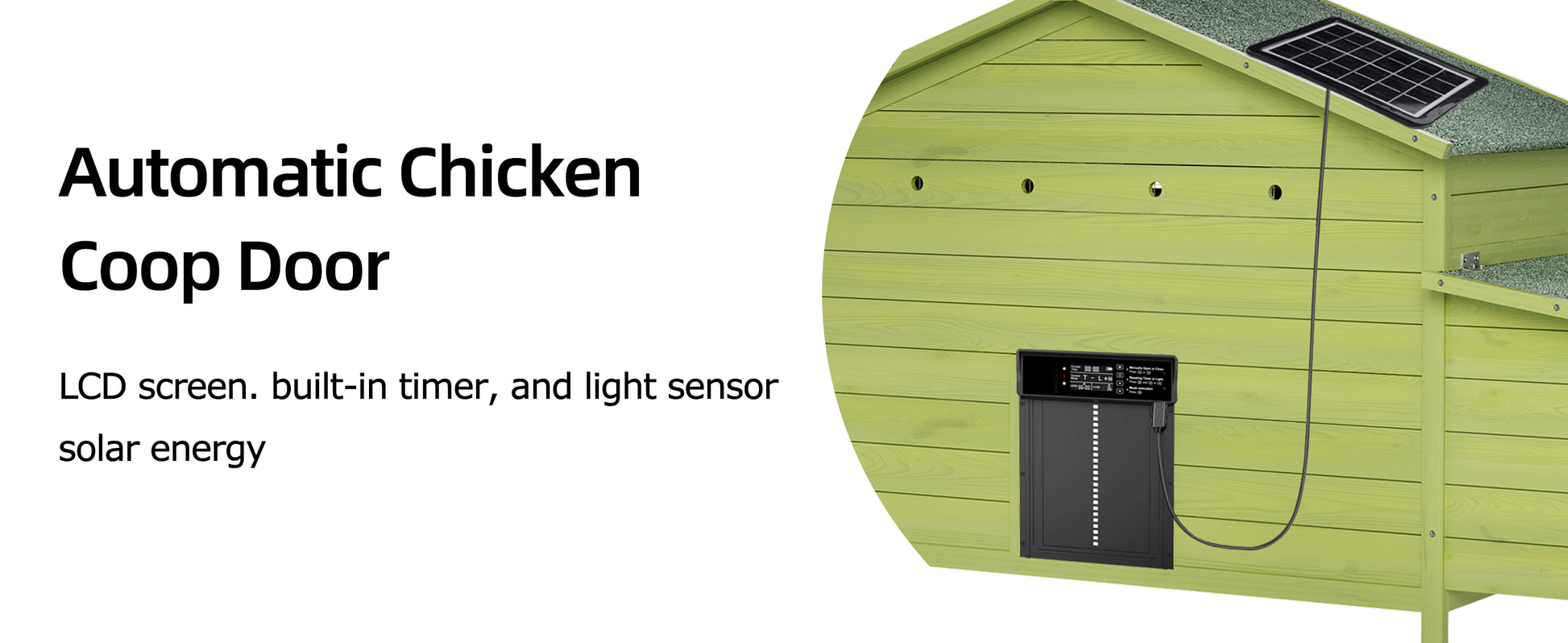 70" Automatic Chicken Coop with Solar-Powered Door, Weatherproof Design, Ventilated, with 2 Nesting Boxes, Timer & Light Sensor – Outdoor Chicken House with Pull-Out Tray and a remote. image 5