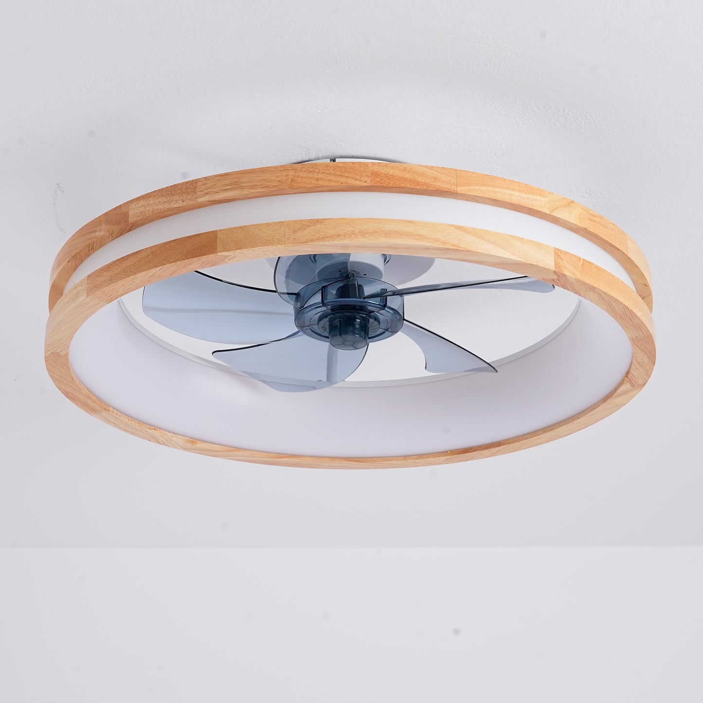 Ceiling Fans with Kit,LED Light Source and Remote Control, 3000-6500K Dimmable Modern Flush Mount LED Fan Light, 6 Speeds, Quiet DC Motor For Living room, Bedroom,Kitchen----Natural Wood + White image 6