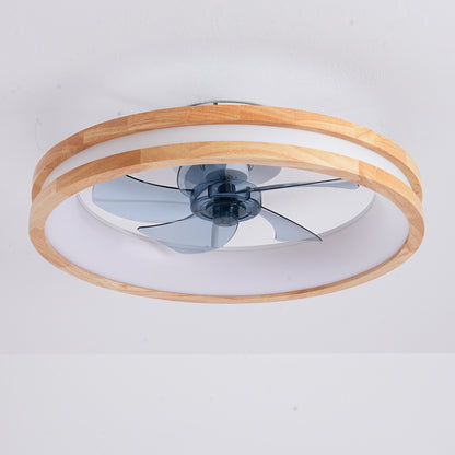 Ceiling Fans with Kit,LED Light Source and Remote Control, 3000-6500K Dimmable Modern Flush Mount LED Fan Light, 6 Speeds, Quiet DC Motor For Living room, Bedroom,Kitchen----Natural Wood + White image 6