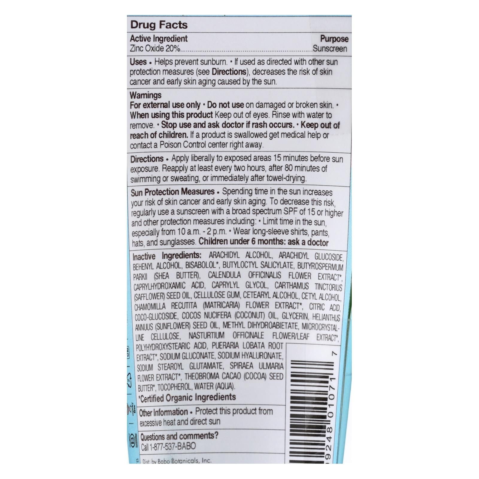 Babo Botanicals - Baby Skin Mineral Sunscreen - Spf 50 - 3 Oz. image 2