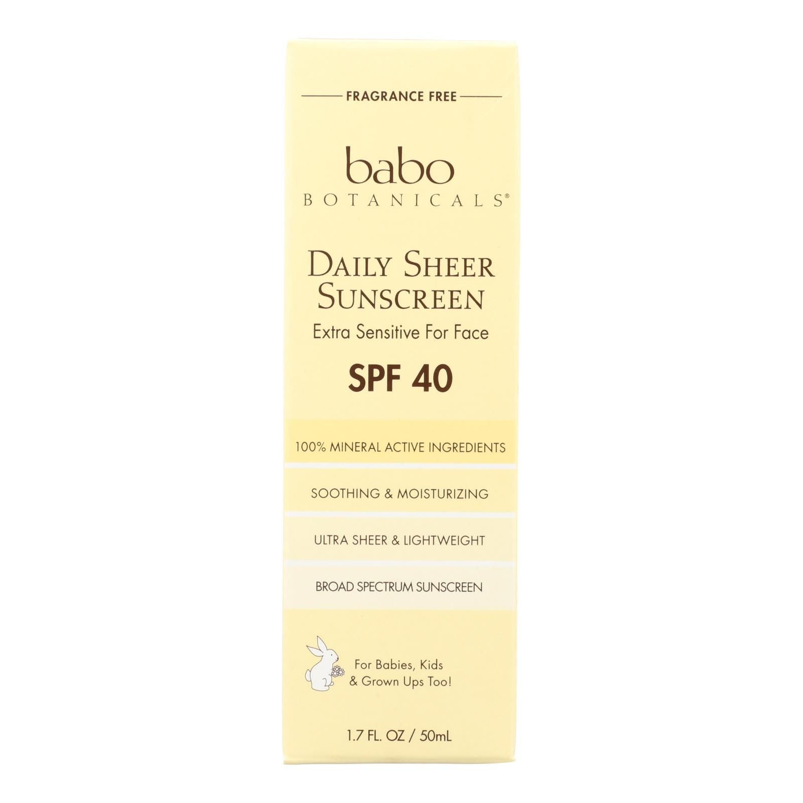 Babo Botanicals - Sunscreen - Daily Sheer - Spf 40 - 1.7 Oz image 1