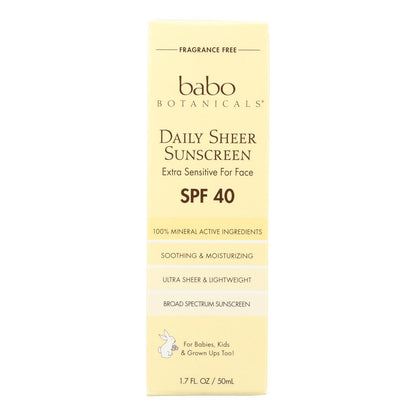 Babo Botanicals - Sunscreen - Daily Sheer - Spf 40 - 1.7 Oz image 1