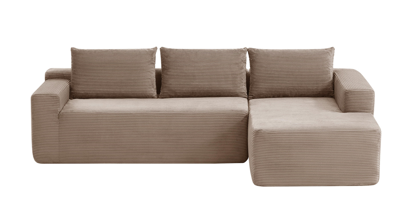 New96.9" Cloud Sectional Couch with L-Shape Chaise,Modern Modular Sofa with Deep Seat, Upholstered Couches for Living Room Bedroom,No Assembly Required, (Corduroy Fabric),Camel,Right image 8