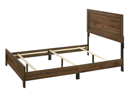 Beautiful 1pc Full Size Panel Bed Brown Cherry Finish Wooden Contemporary Bedroom Furniture image 3
