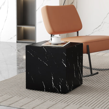 Cube Side Table with Elegant Black Marble Grain MDF Panel, Luxury Modern Accent Furniture, Stylish Geometric End Table Fit for All Kinds of Indoor Spaces.W1151P227822 image 3