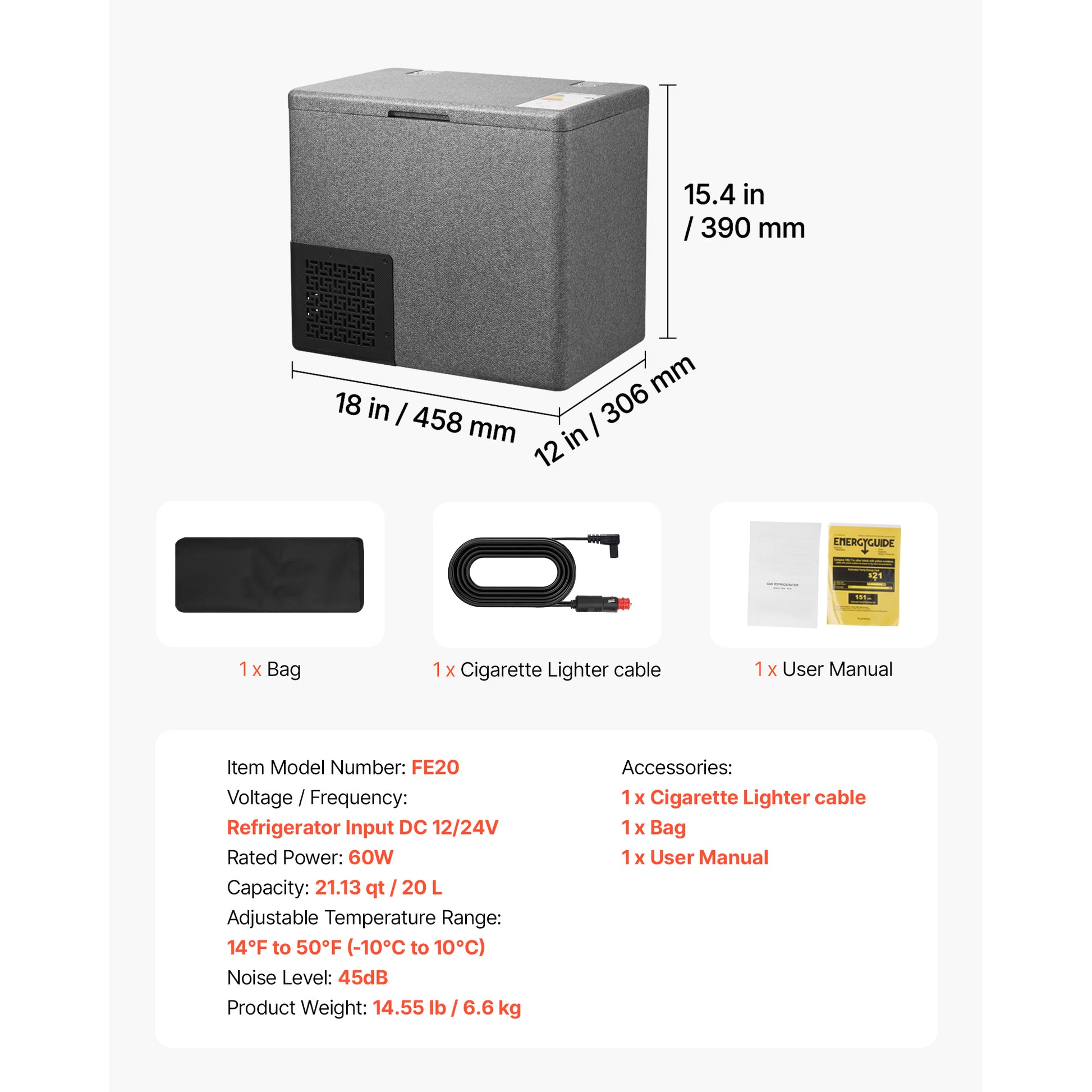 12 Volt Refrigerator, 21.1 QT/ 20L Car Fridge, Portable Ultra-Light EPP Freezer, APP Control Electric Compressor, 12V/24V DC, 14℉ to 50℉, for Truck Van RV SUV Boat Travel Camping image 10