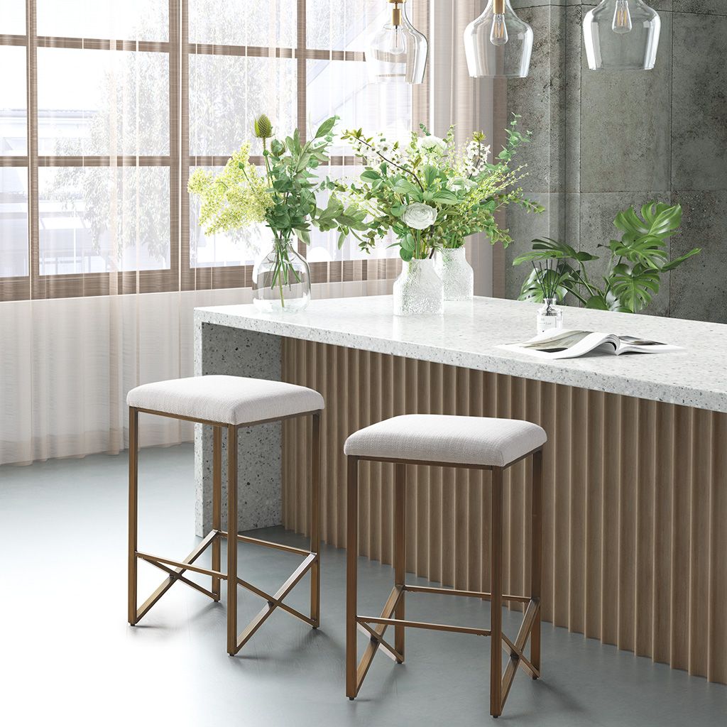 Backless Upholstered Counter Stool 26"H image 2
