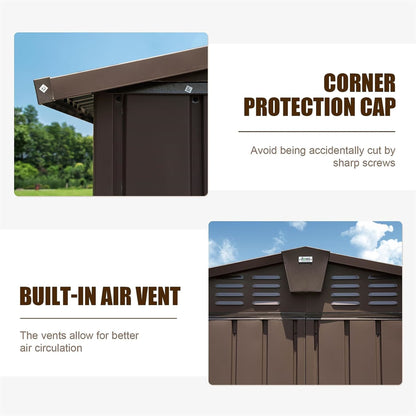 Backyard Storage Shed 11' x 12.5' with Galvanized Steel Frame & Windows, Outdoor Garden Shed Metal Utility Tool Storage  image 4