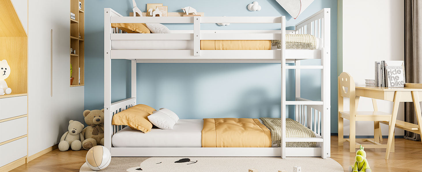 Twin Over Twin Bunk Bed with Ladder, White (Old SKU:N708P242163K) image 7