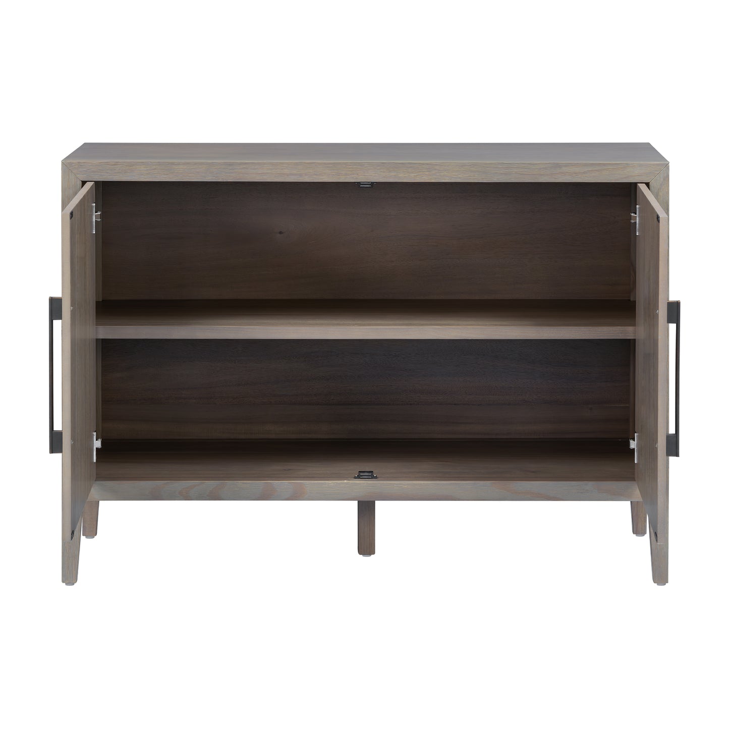 U_STYLE 47.25-Inch Farmhouse Sideboard with Pine Veneer and 2 Doors, Retro Buffet with Adjustable Feet, Minimalist Wooden Storage Cabinet with Metal Handles for Living Room, Kitchen image 11