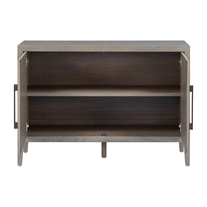 U_STYLE 47.25-Inch Farmhouse Sideboard with Pine Veneer and 2 Doors, Retro Buffet with Adjustable Feet, Minimalist Wooden Storage Cabinet with Metal Handles for Living Room, Kitchen image 11