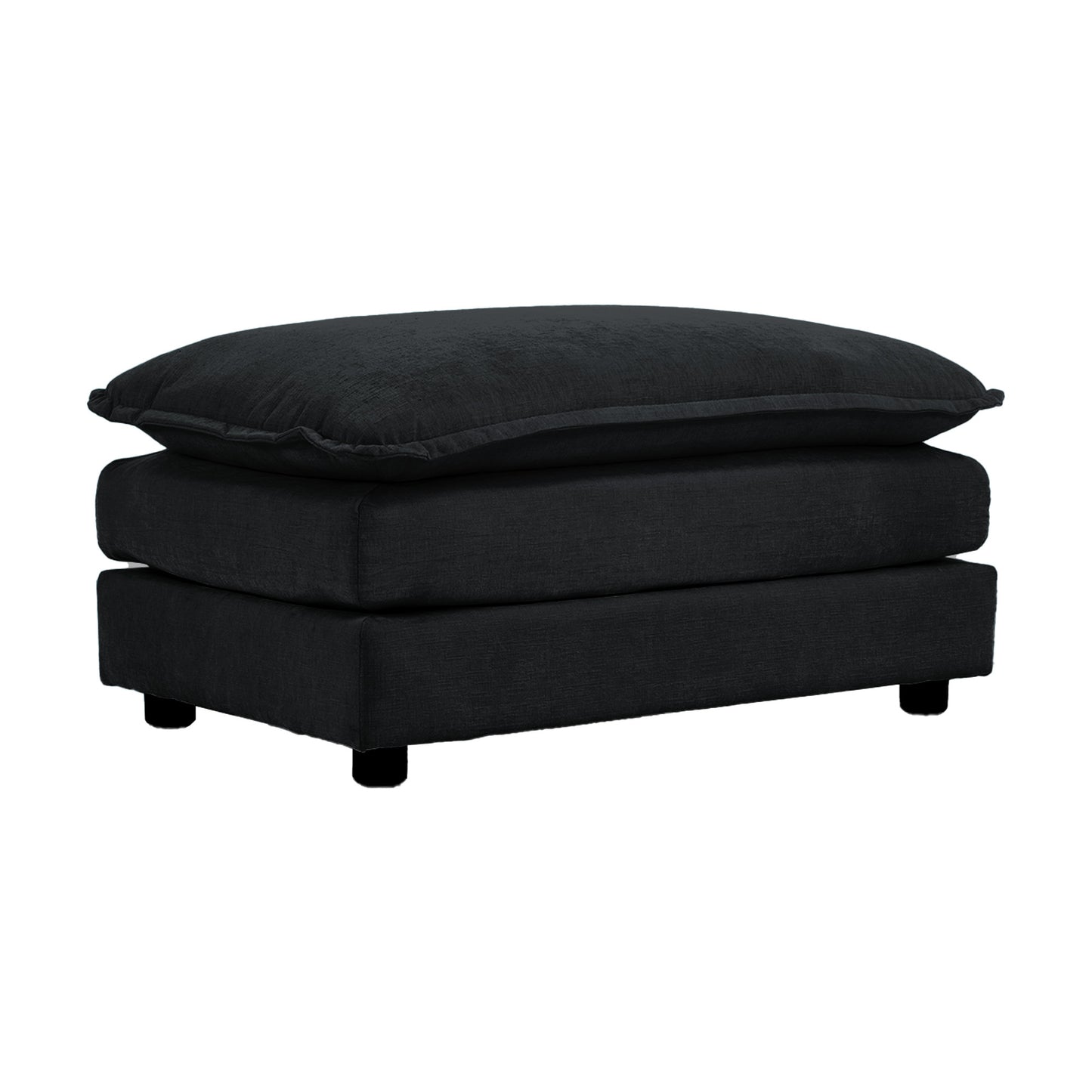Chenille Fabric Ottomans Footrest to Combine with 2 Seater Sofa, 3 Seater Sofa and 4 Seater Sofa, Black Chenille image 1