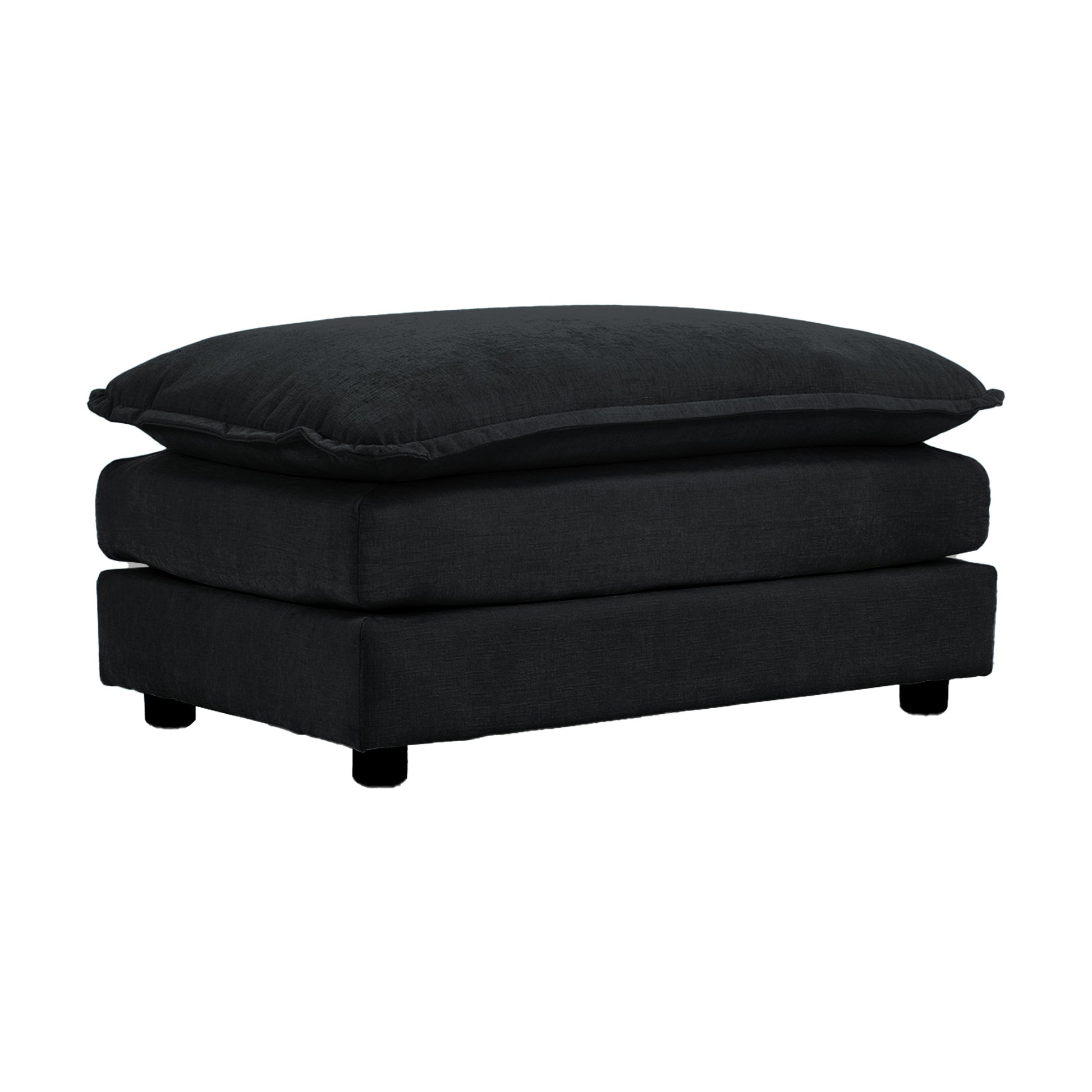 Chenille Fabric Ottomans Footrest to Combine with 2 Seater Sofa, 3 Seater Sofa and 4 Seater Sofa, Black Chenille image 1