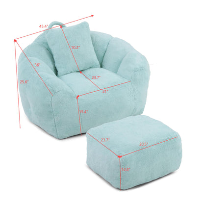 Giant Bean Bag Chair withFootstool, Oversized Bean Bag for Adults and Kids, Faux Fur Shell-Shaped Large Chair with Filler, Stuffed Big Accent Sofa, Floor Sofa for Gaming,Reading Living Room Bedroom image 10