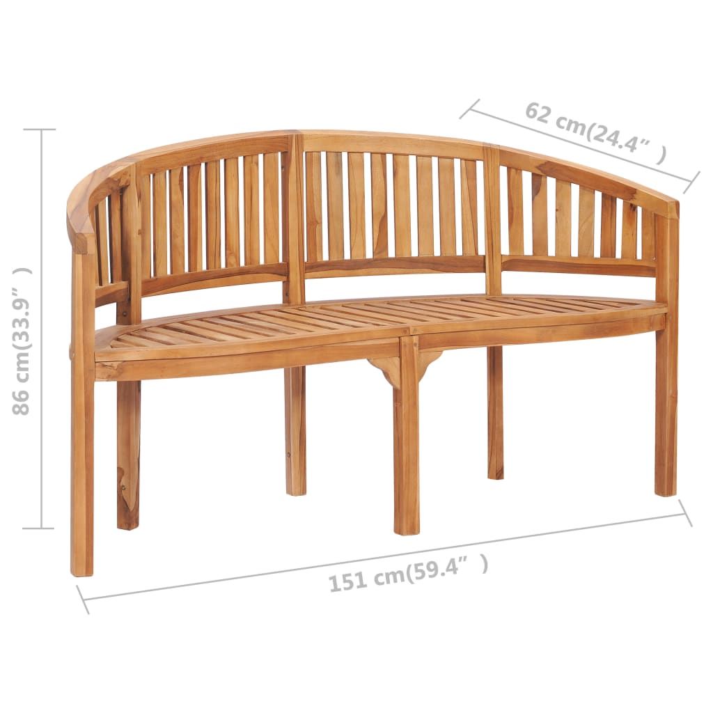 Banana Bench 59.4" Solid Teak Wood image 8