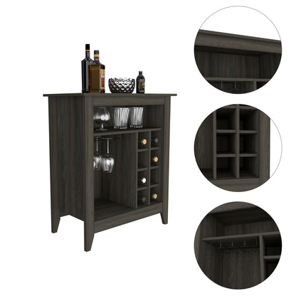 Bar Cabinet Castle, One Open Shelf, Six Wine Cubbies, Carbon Espresso Finish image 3