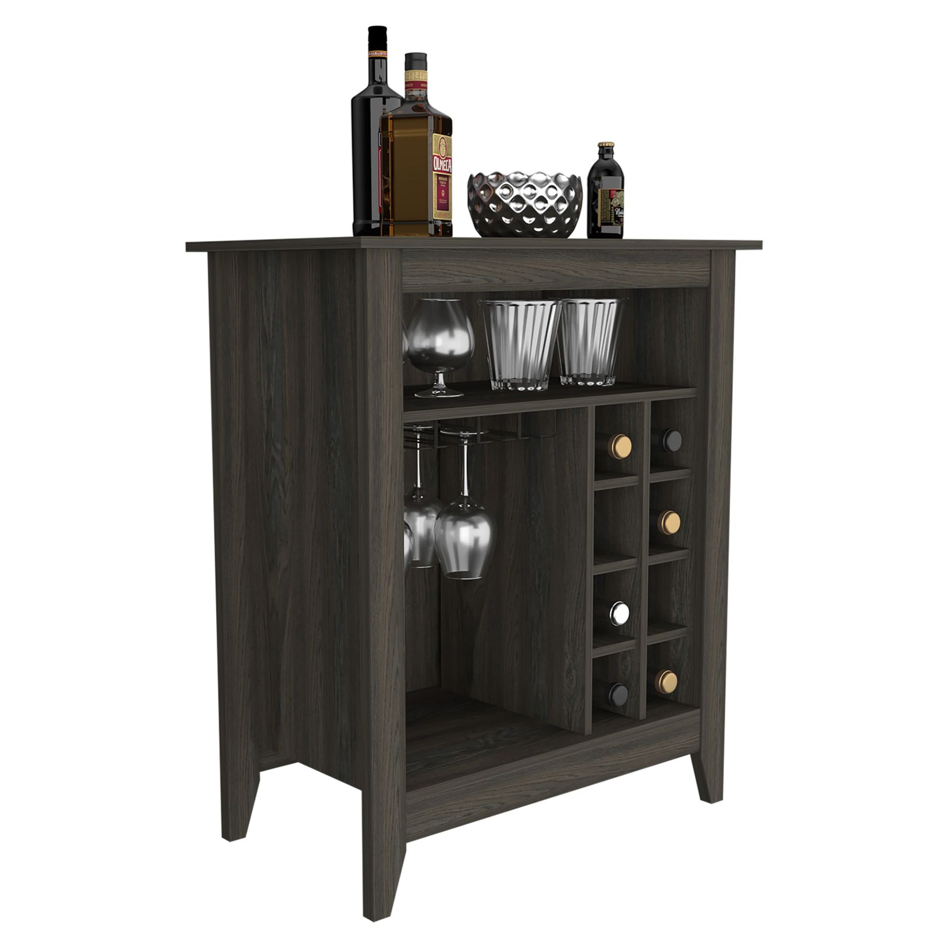 Bar Cabinet Castle, One Open Shelf, Six Wine Cubbies, Carbon Espresso Finish image 6