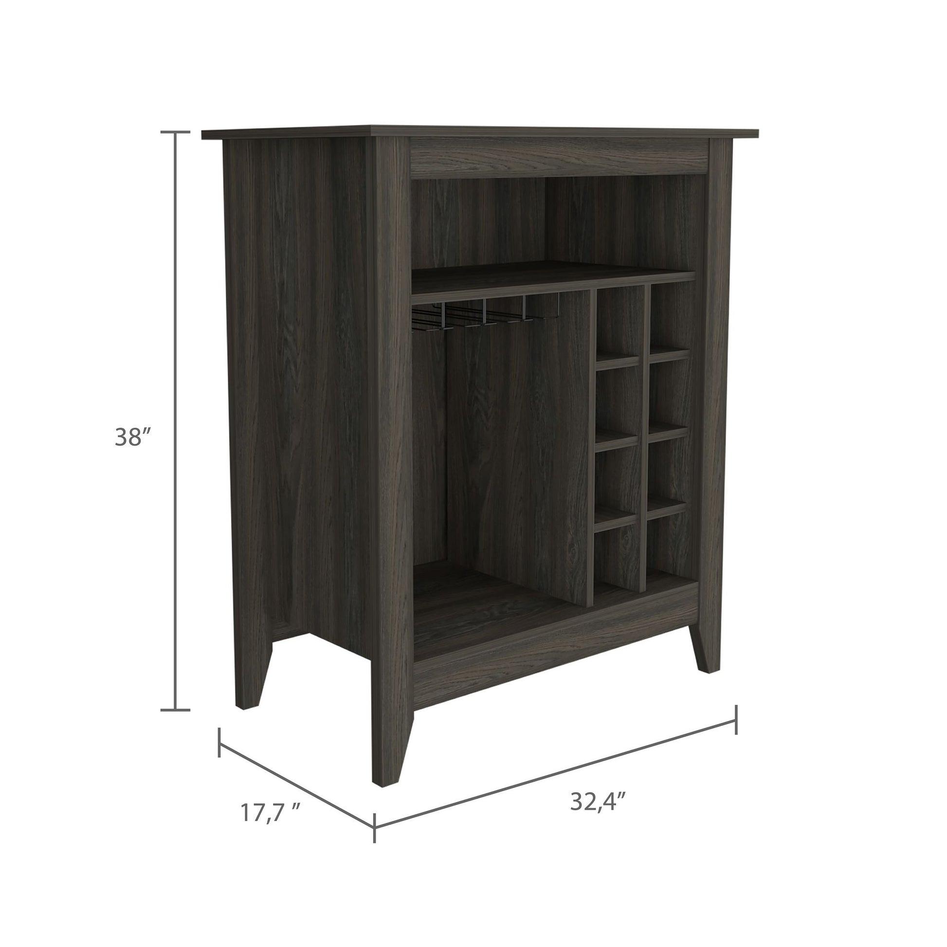 Bar Cabinet Castle, One Open Shelf, Six Wine Cubbies, Carbon Espresso Finish image 4