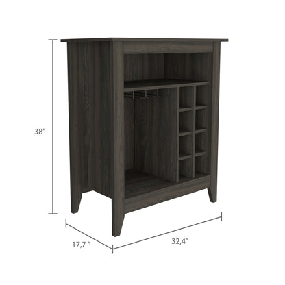 Bar Cabinet Castle, One Open Shelf, Six Wine Cubbies, Carbon Espresso Finish image 4