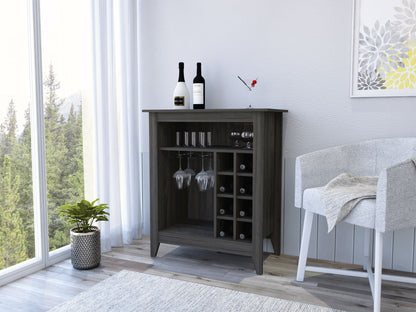Bar Cabinet Castle, One Open Shelf, Six Wine Cubbies, Carbon Espresso Finish image 2