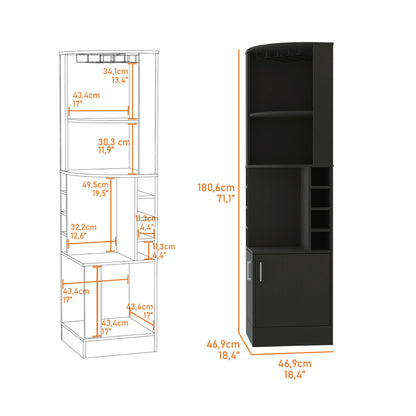 Bar Cabinet Papprika, 8 Wine Cubbies, Double Door, Black Wengue Finish image 4