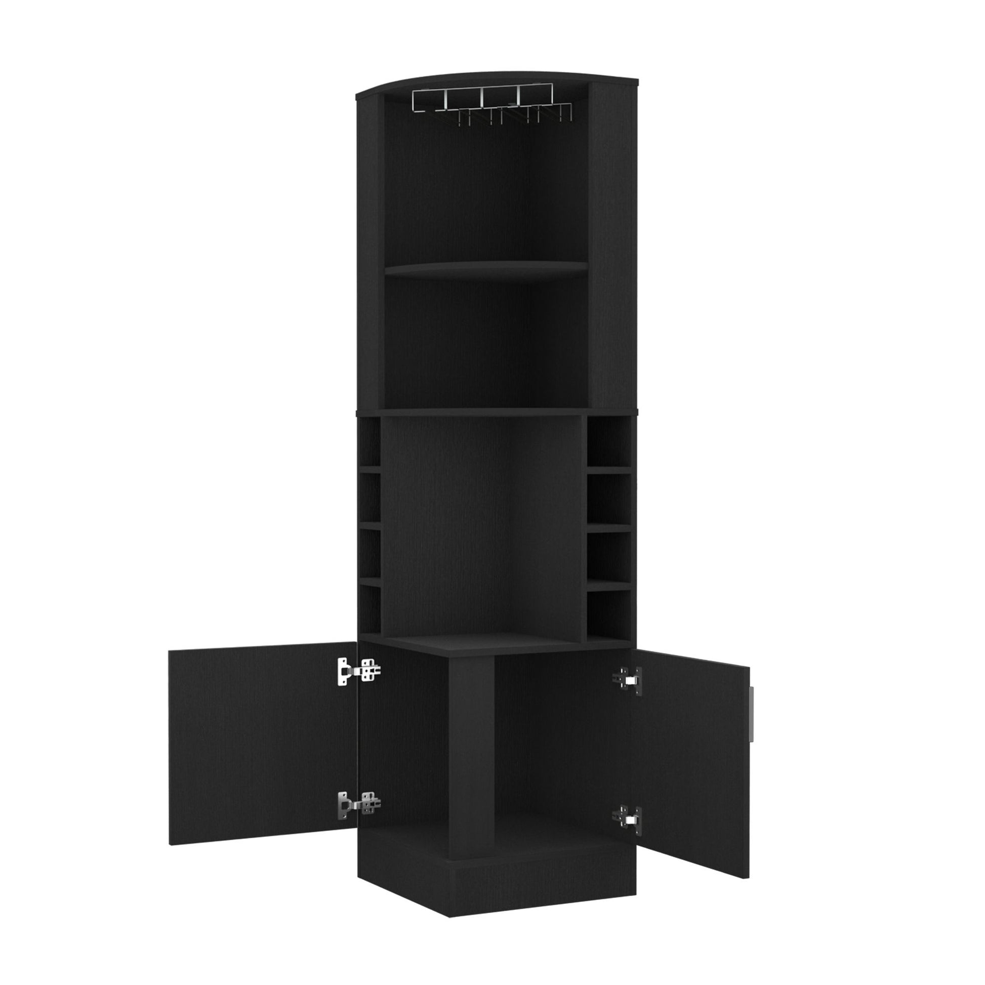Bar Cabinet Papprika, 8 Wine Cubbies, Double Door, Black Wengue Finish image 2