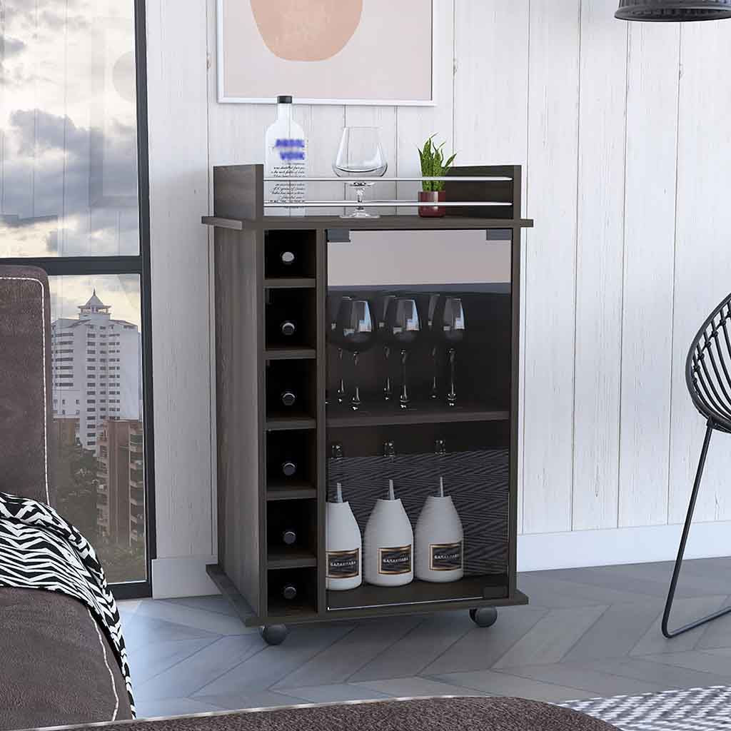 Bar Cart Baltimore, Six Wine Cubbies, Carbon Espresso Finish image 7