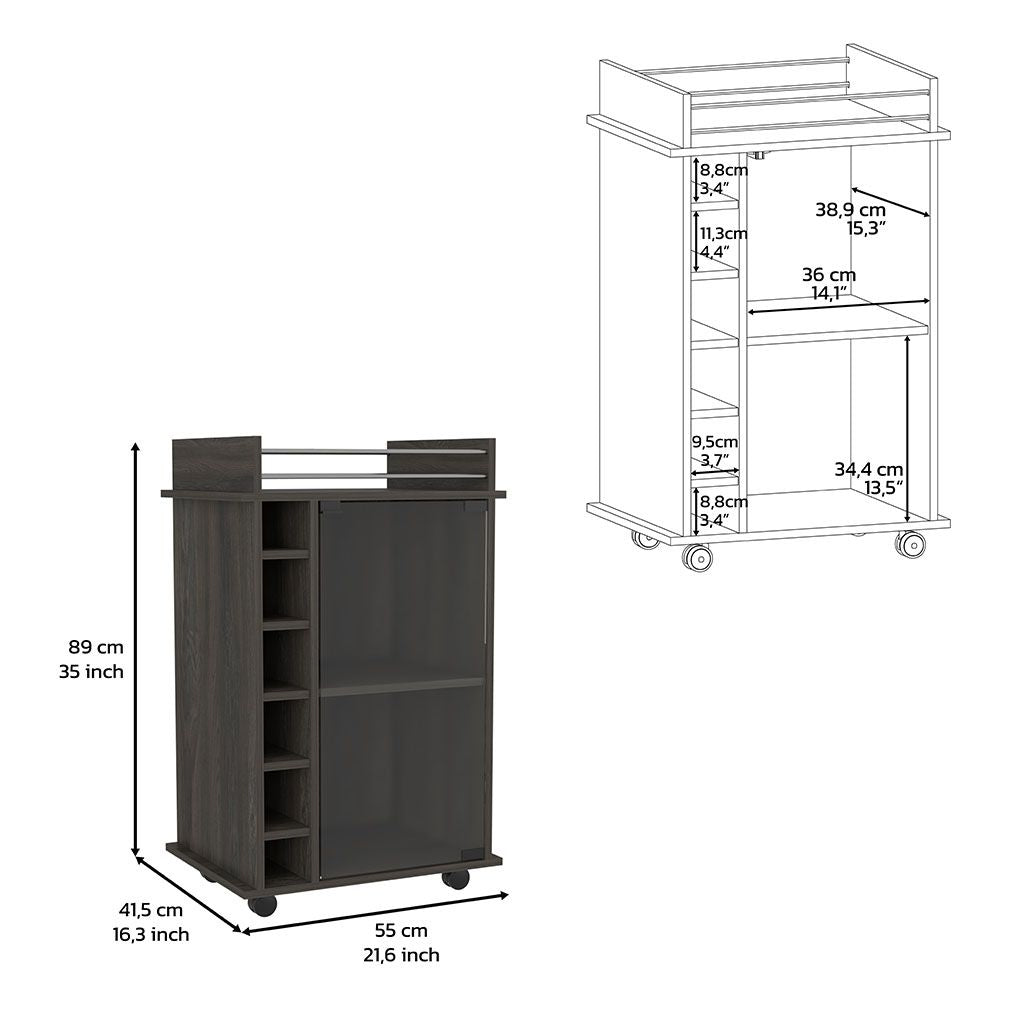 Bar Cart Baltimore, Six Wine Cubbies, Carbon Espresso Finish image 2