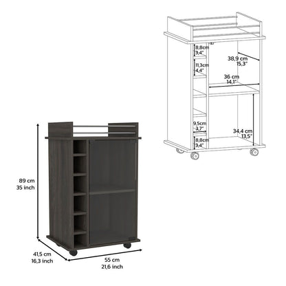 Bar Cart Baltimore, Six Wine Cubbies, Carbon Espresso Finish image 2