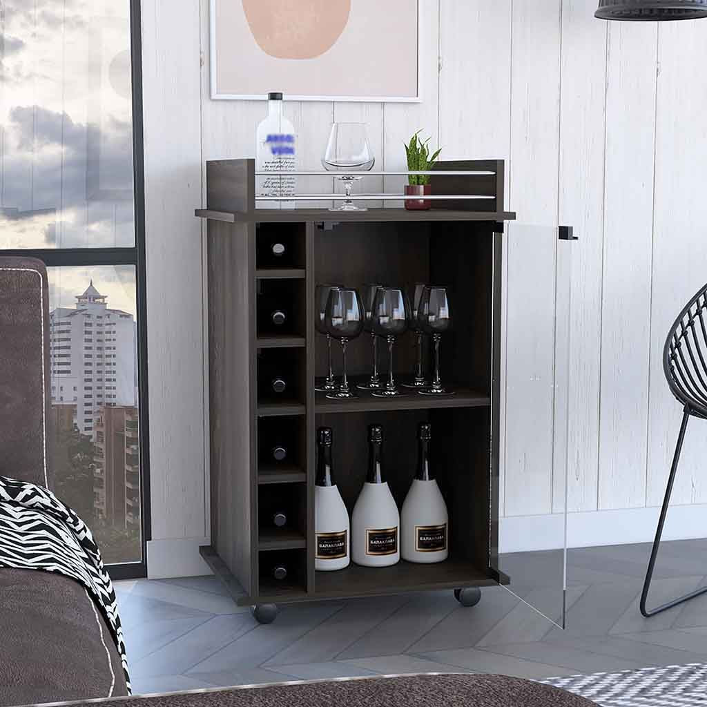 Bar Cart Baltimore, Six Wine Cubbies, Carbon Espresso Finish image 1