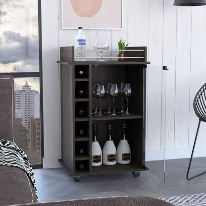 Bar Cart Baltimore, Six Wine Cubbies, Carbon Espresso Finish image 1