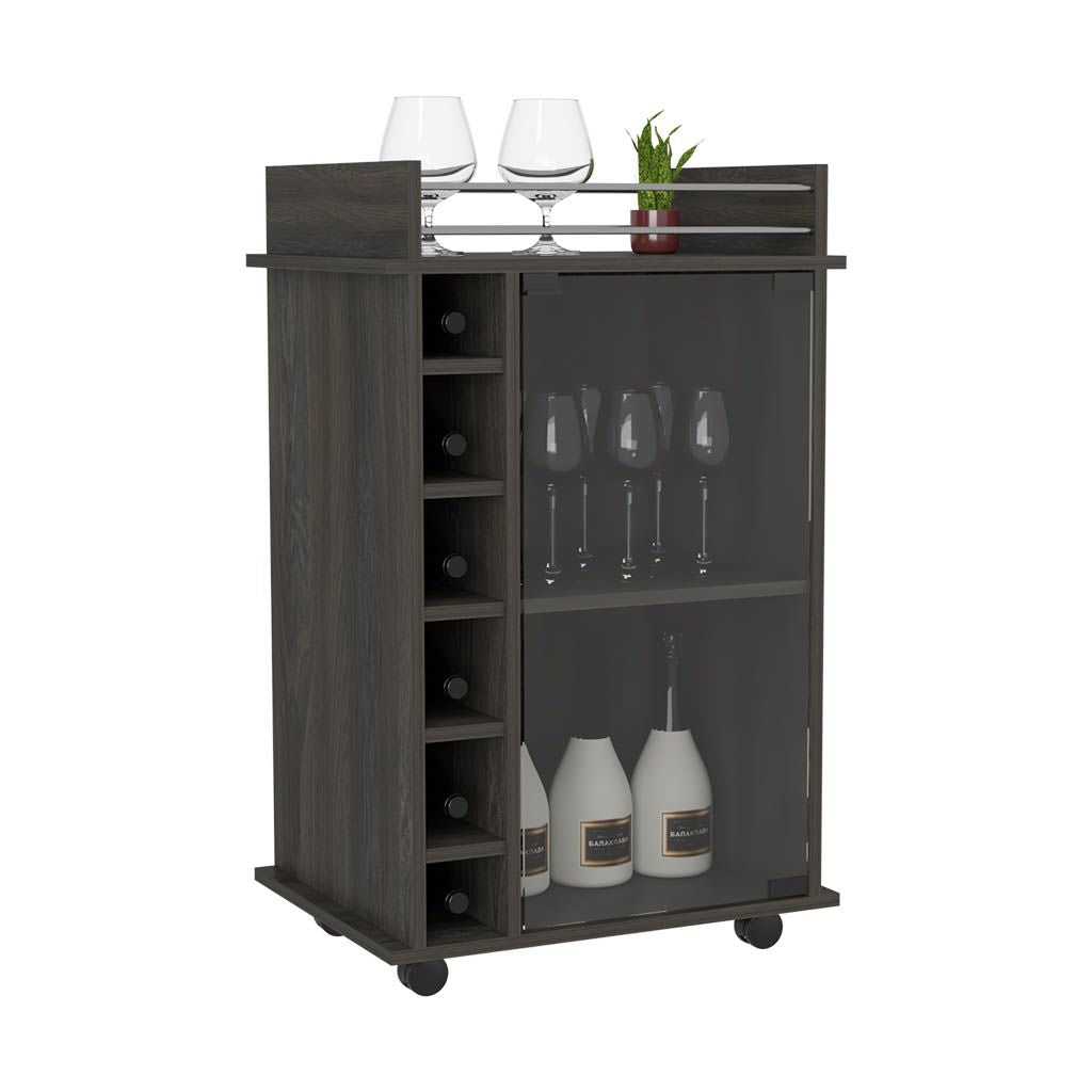 Bar Cart Baltimore, Six Wine Cubbies, Carbon Espresso Finish image 6