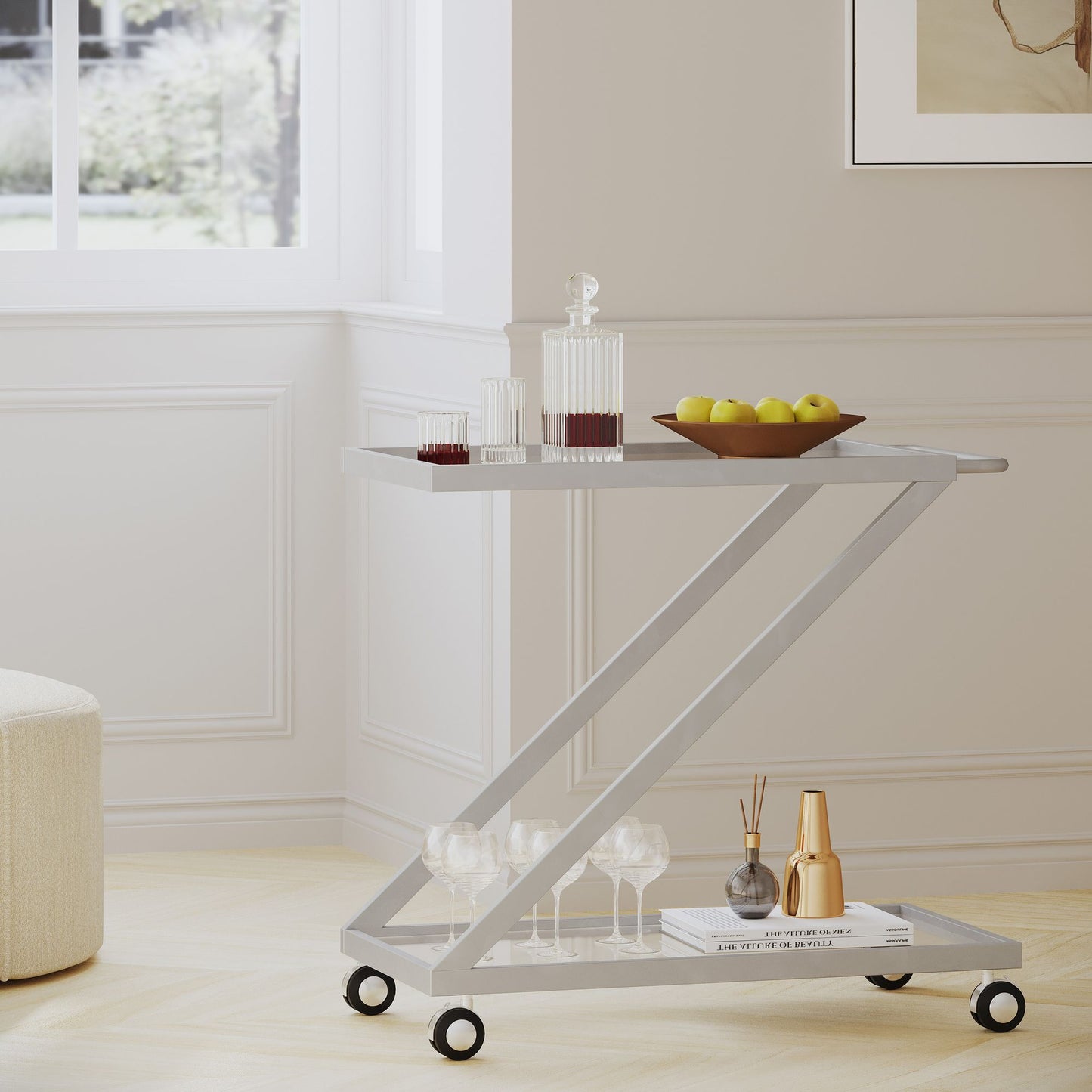 BAR CART, Iron Base & Tempered Glass image 1