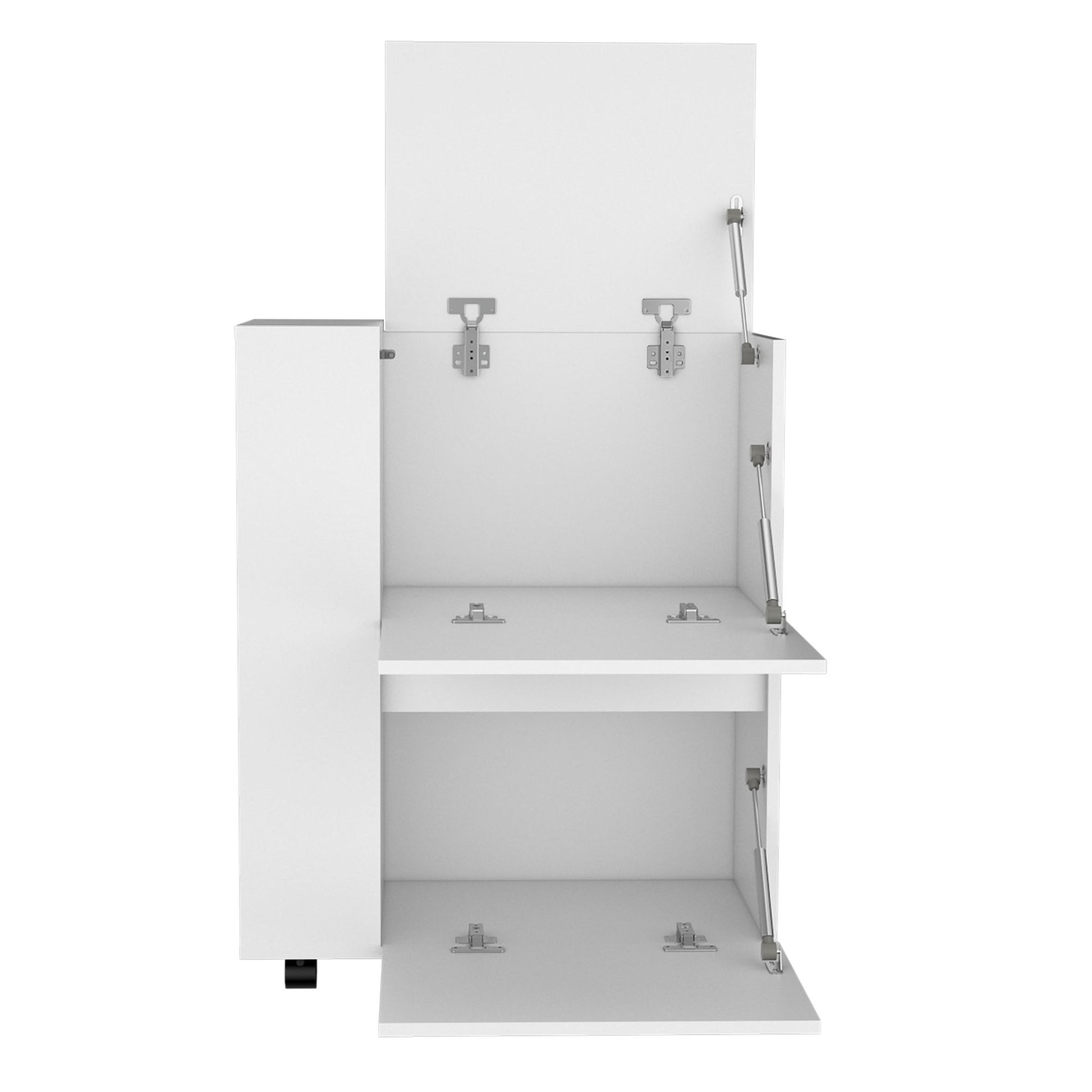 Bar Cart Two Pull-Down Door Cabinets and Two Open Shelves,White image 4