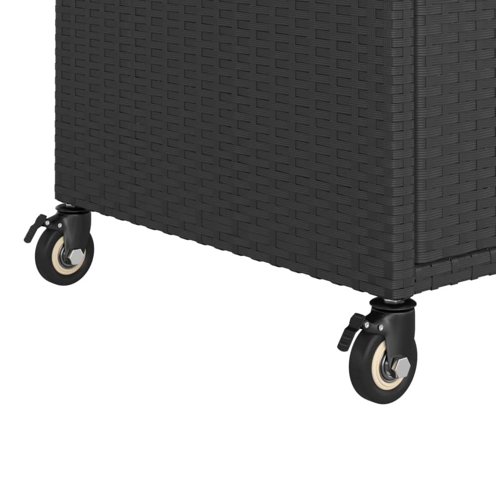 Bar Cart with Drawer Black 39.4"x17.7"x38.2" Poly Rattan image 6