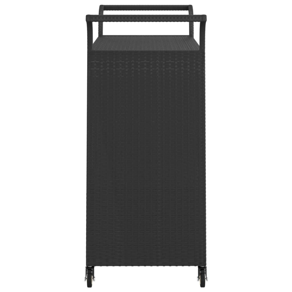Bar Cart with Drawer Black 39.4"x17.7"x38.2" Poly Rattan image 5