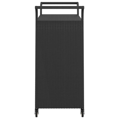Bar Cart with Drawer Black 39.4"x17.7"x38.2" Poly Rattan image 5