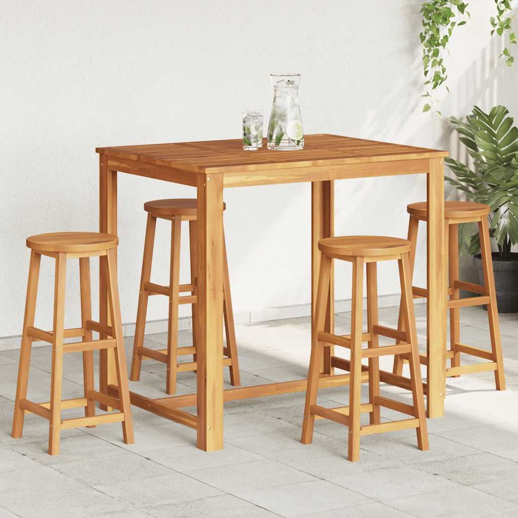 Bar Stools 4 pcs Solid Acacia Wood image 1