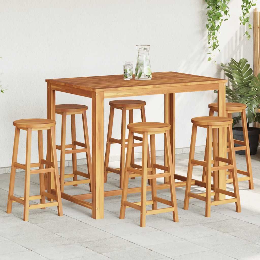 Bar Stools 6 pcs Solid Acacia Wood image 1