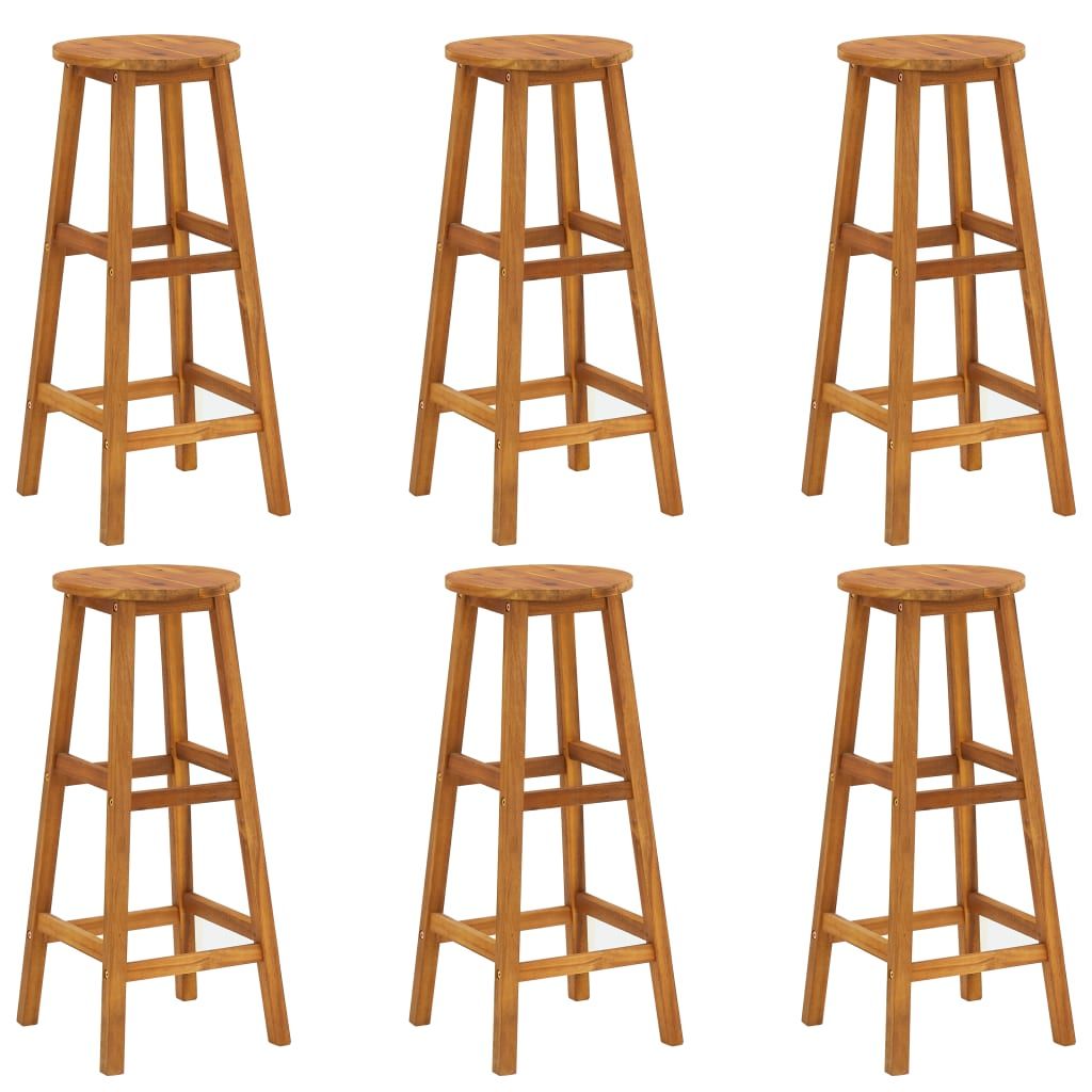 Bar Stools 6 pcs Solid Acacia Wood image 2