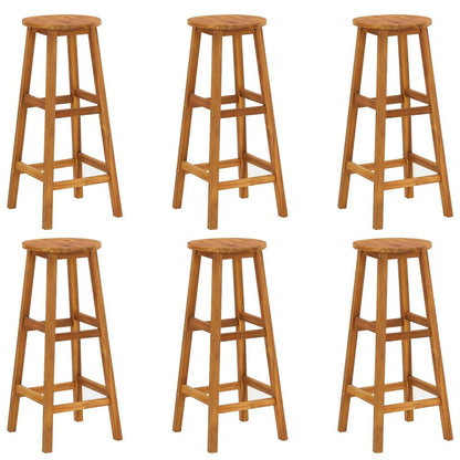 Bar Stools 6 pcs Solid Acacia Wood image 2