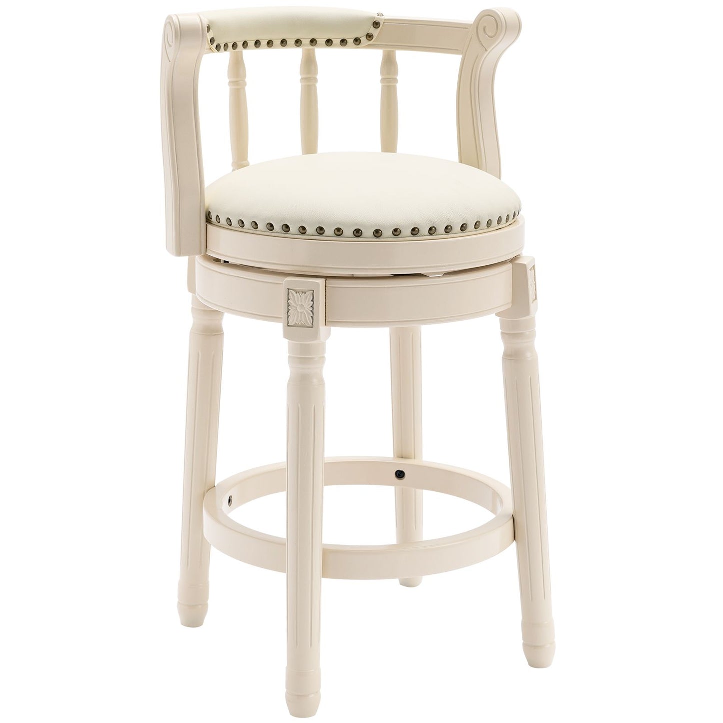 Bar Stools Seat Height 26'' Leather Wooden Bar Stools(WHITE 1pc) image 1