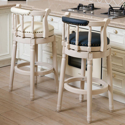 Bar Stools Seat Height 26'' Leather Wooden Bar Stools(WHITE 1pc) image 3