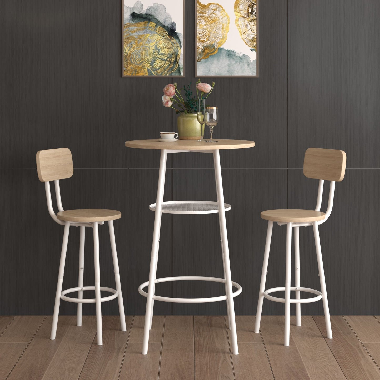 Bar table, equipped with 2 bar stools , with backrest and partition image 14