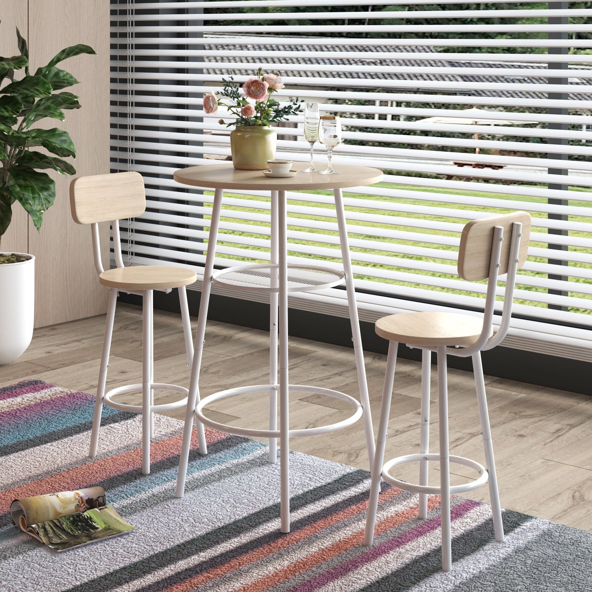 Bar table, equipped with 2 bar stools , with backrest and partition image 13