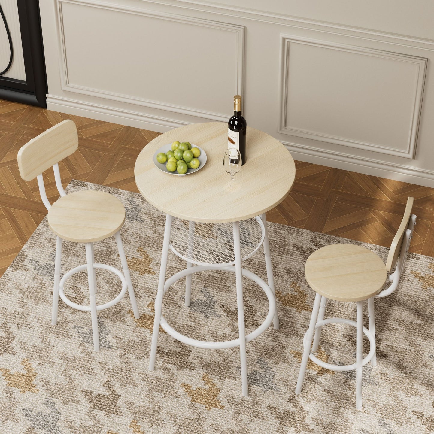 Foldable bar stool with backrest, side view